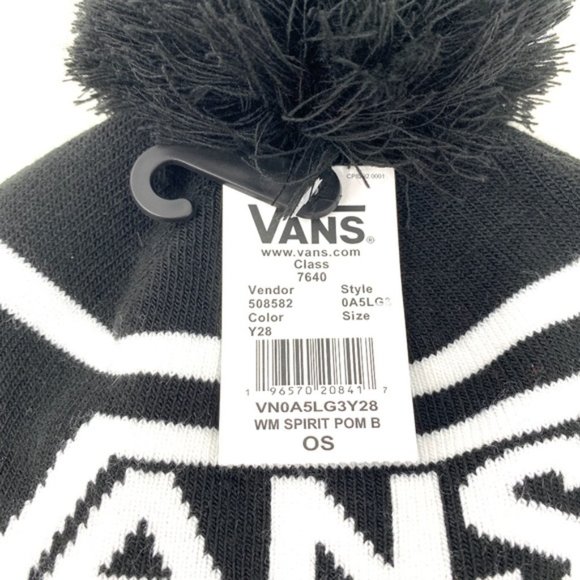 VANS Spirit Pom White Black Beanie Unisex Knit Hat One Size VN0A5LG3Y28 - Picture 6 of 6